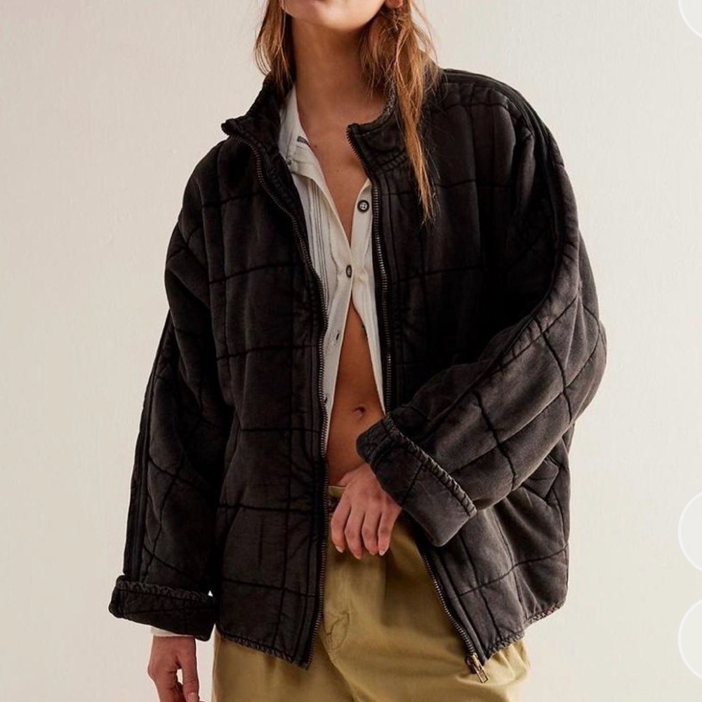 Free People Black Quilted Puffer Jacket